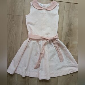 Hope & Henry Pink Peter Pan Collar Girls' Dress with Waist Cotton